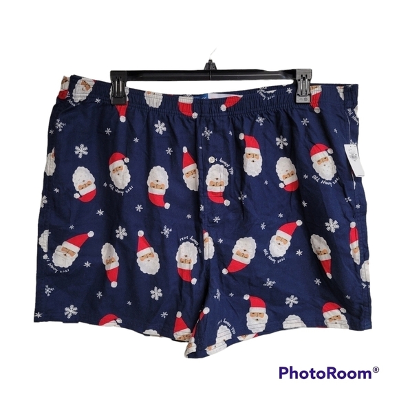 Old Navy Blue Santa Clause Printed Christmas Holiday Boxer Sleeping Shorts XXL - Picture 7 of 7